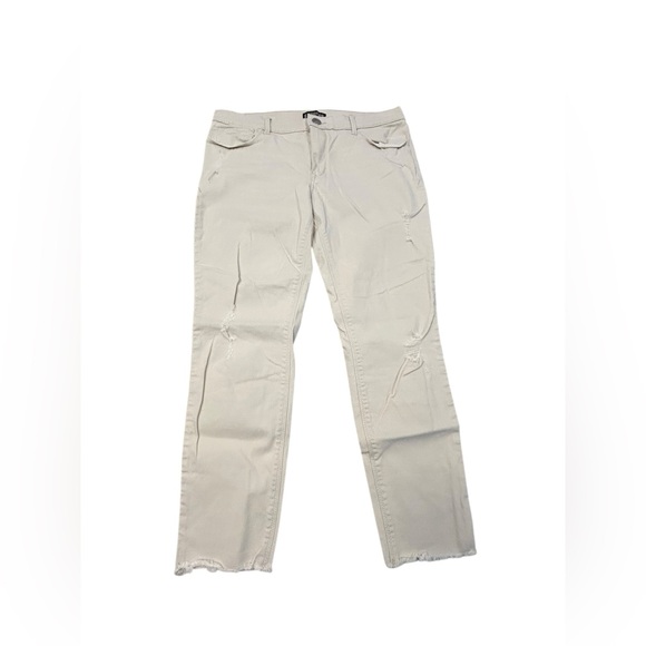 Express Denim - Express Women’s Mid Rise Cropped Legging Jeans Size 10 Off‎ White Frizz Cuff